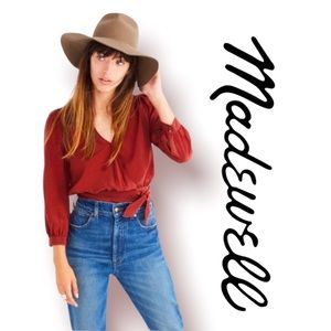 Madewell Silk Wrap Top Blouse in Burnished Mahogany Size XS